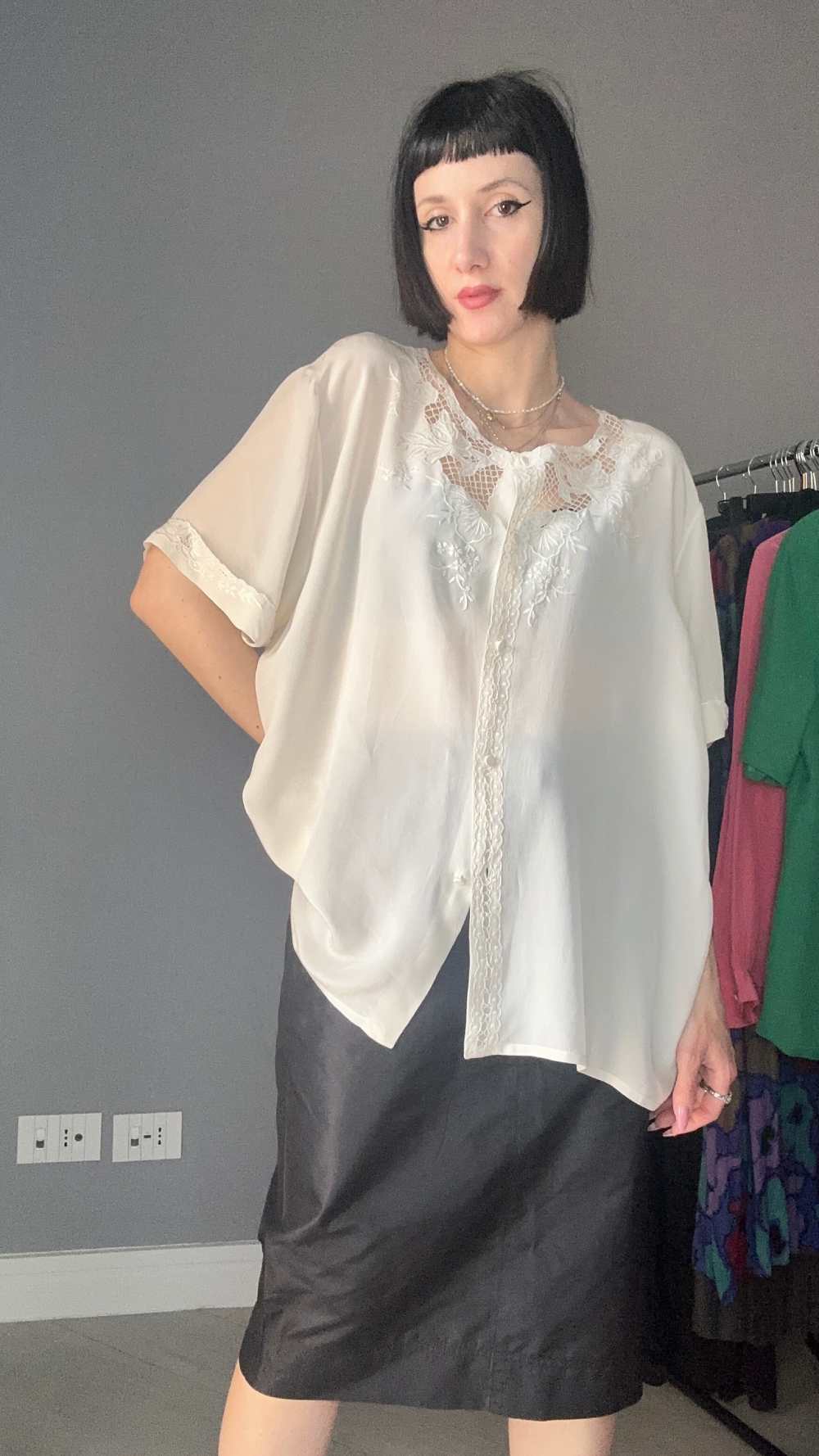 Camicia seta white romance