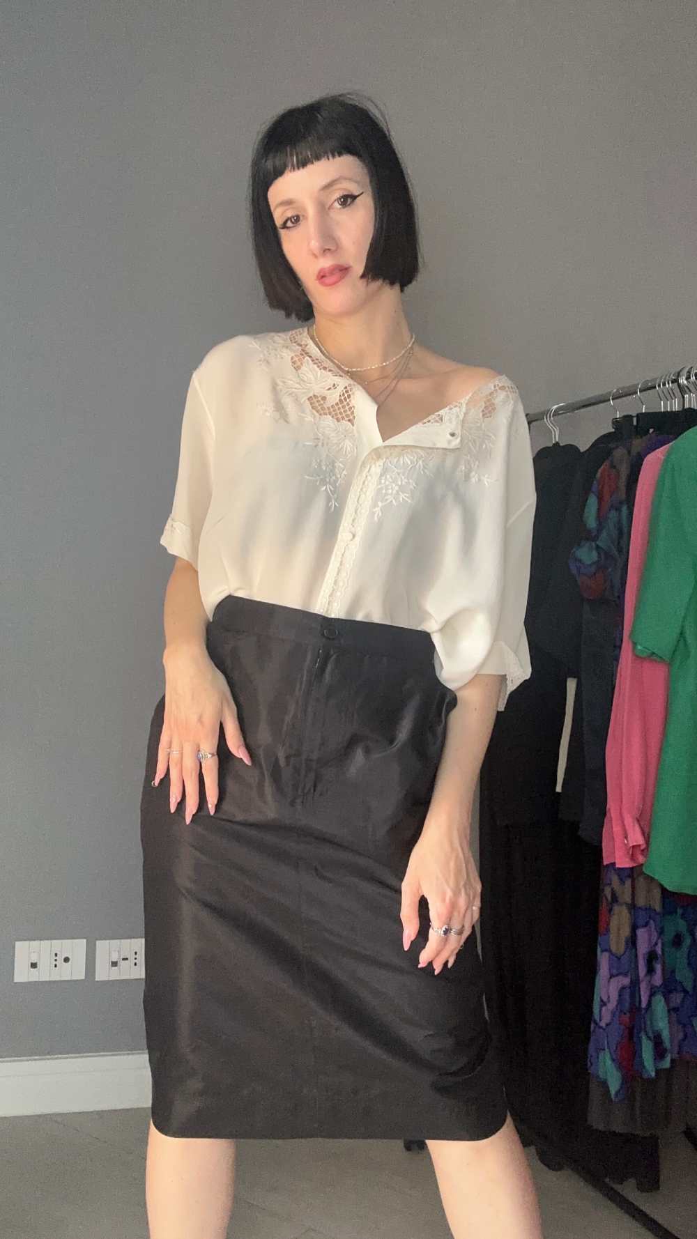 Camicia seta white romance