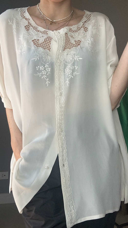 Camicia seta white romance