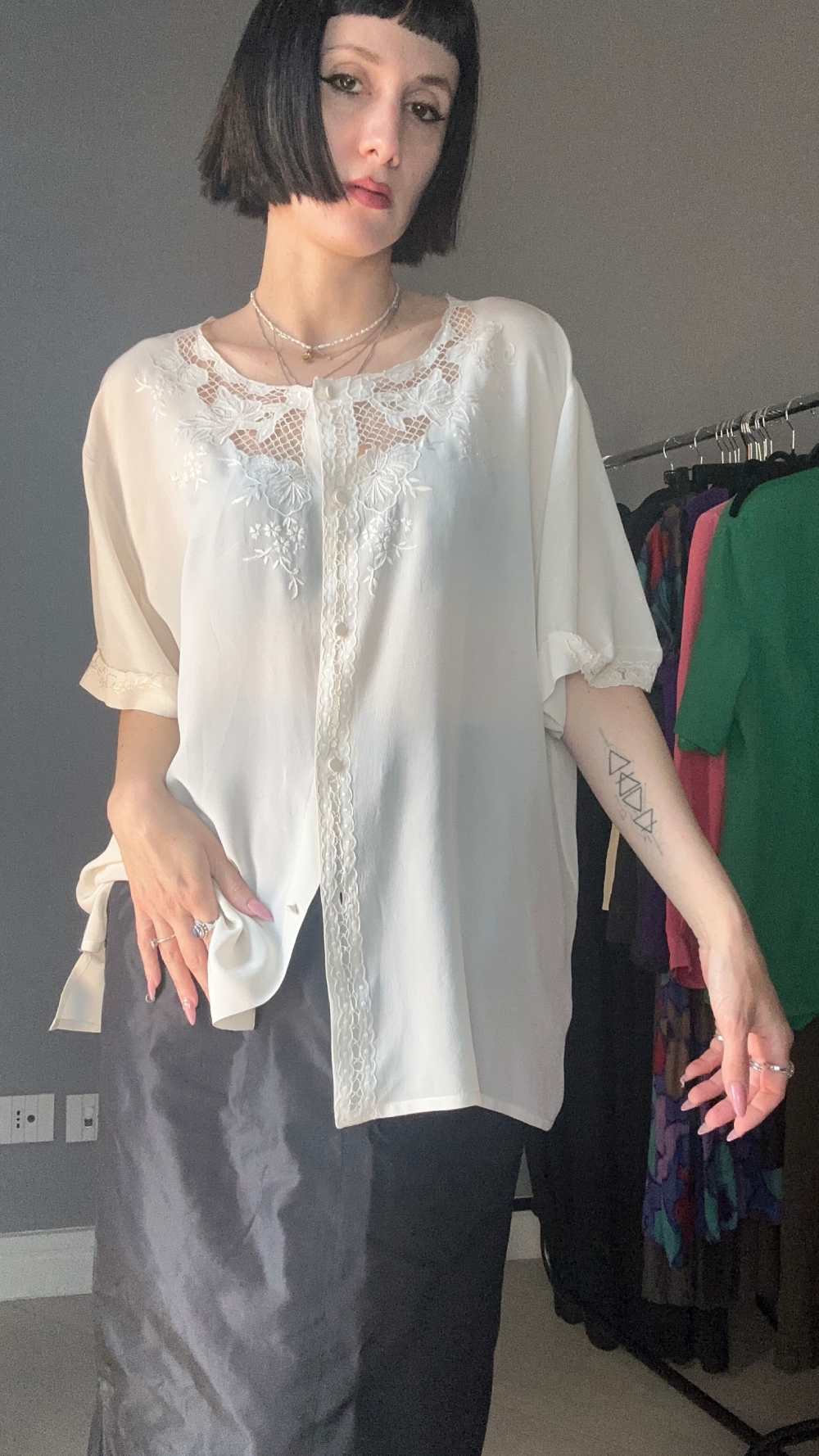Camicia seta white romance