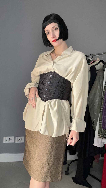 Camicia seta beige