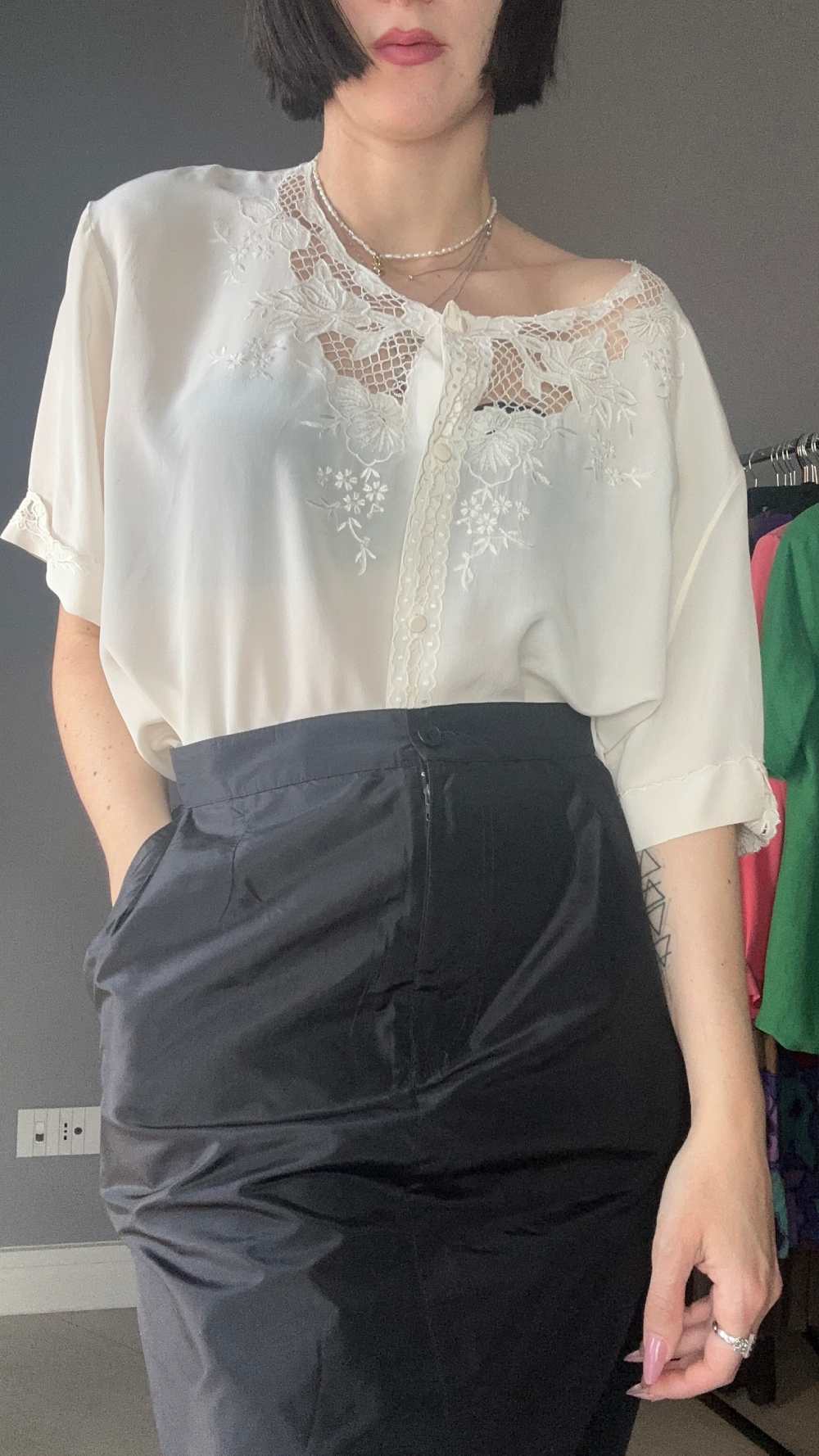 Camicia seta white romance