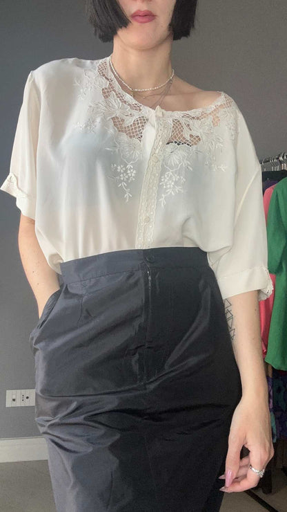Camicia seta white romance