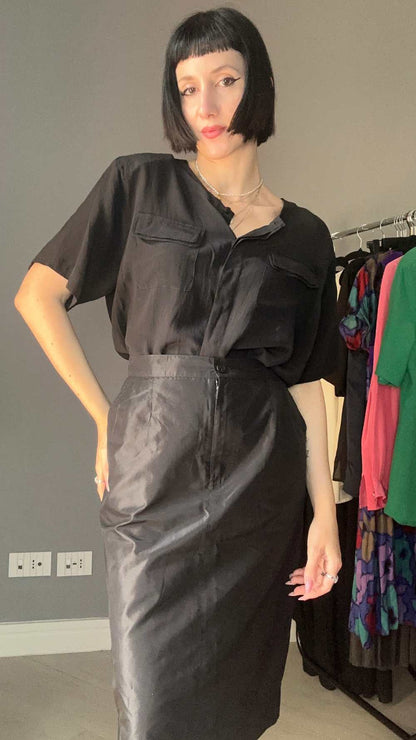 Camicetta black silk