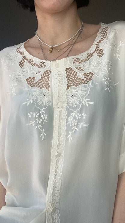 Camicia seta white romance
