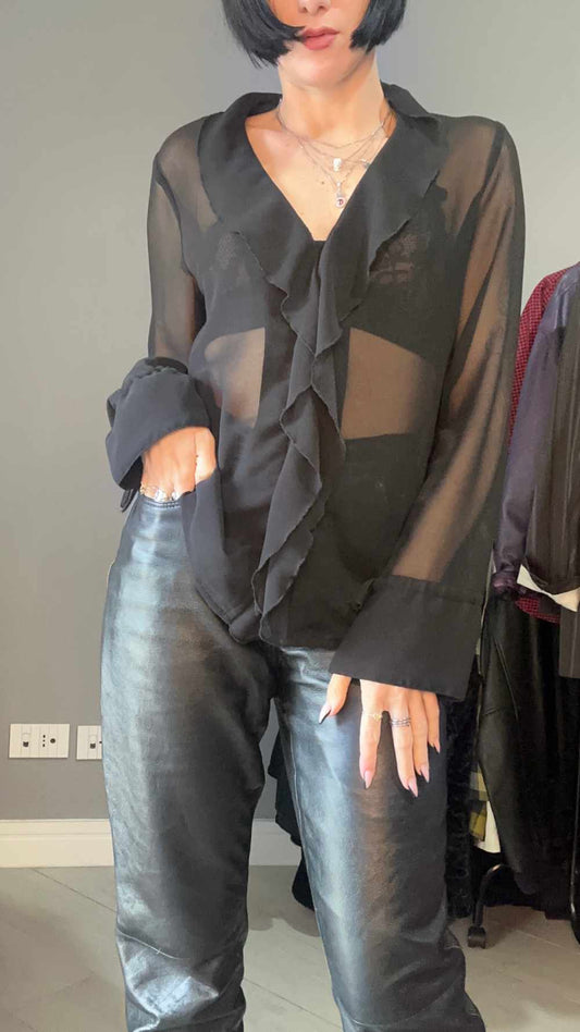 Camicia nera trasparente