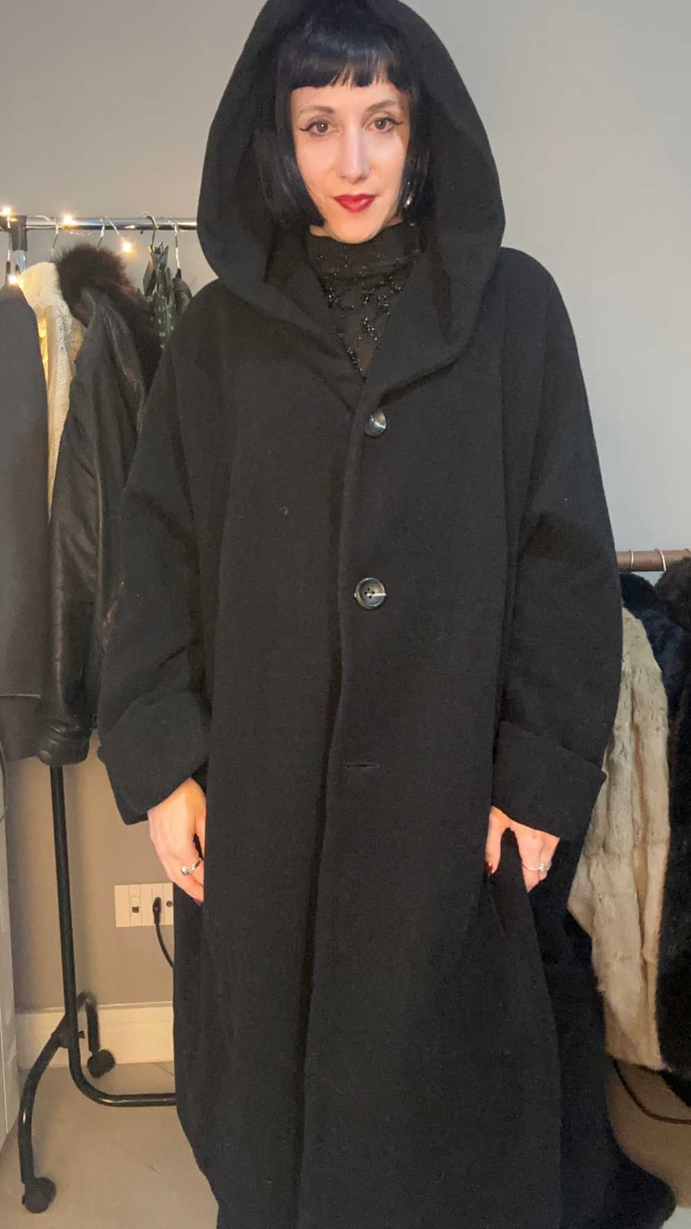 Cappotto cashmere con cappuccio