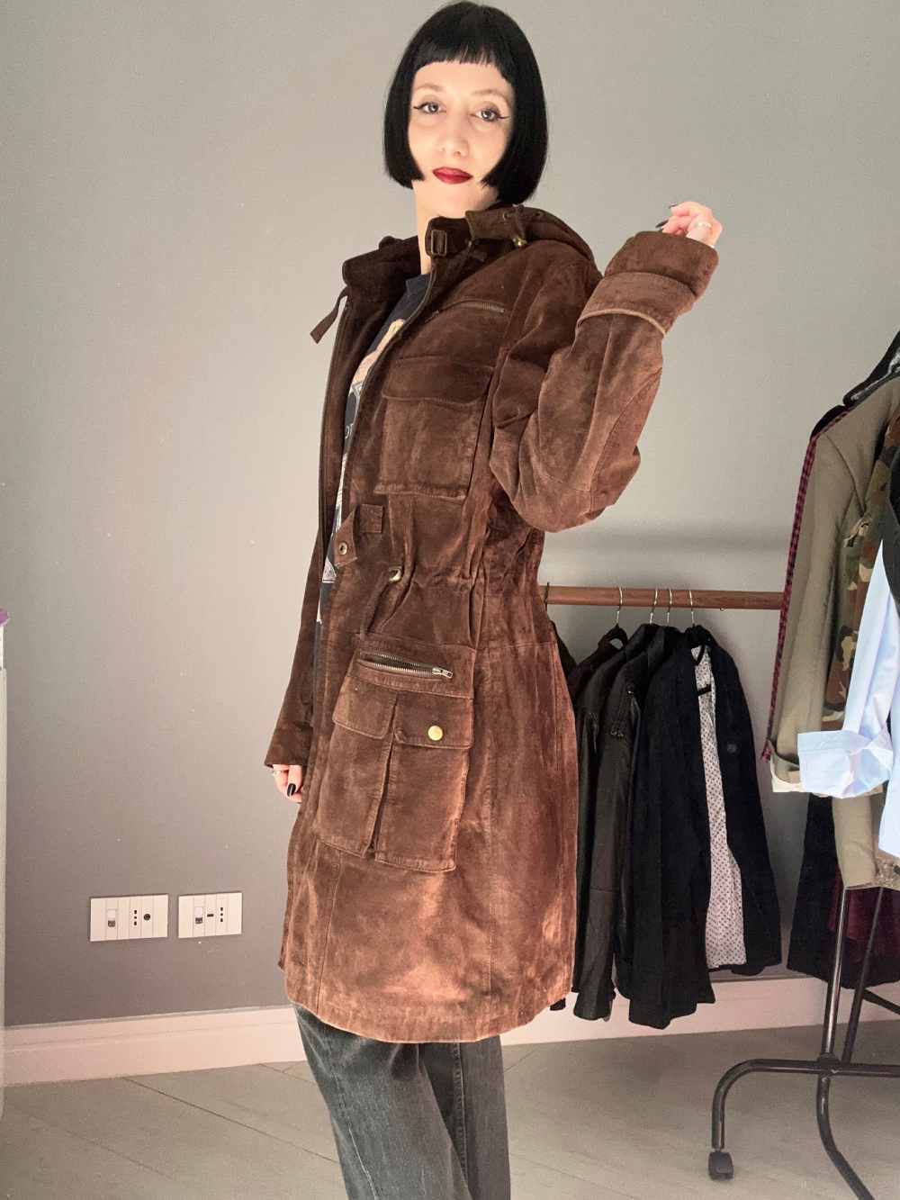 Cappottino pelle scamosciata