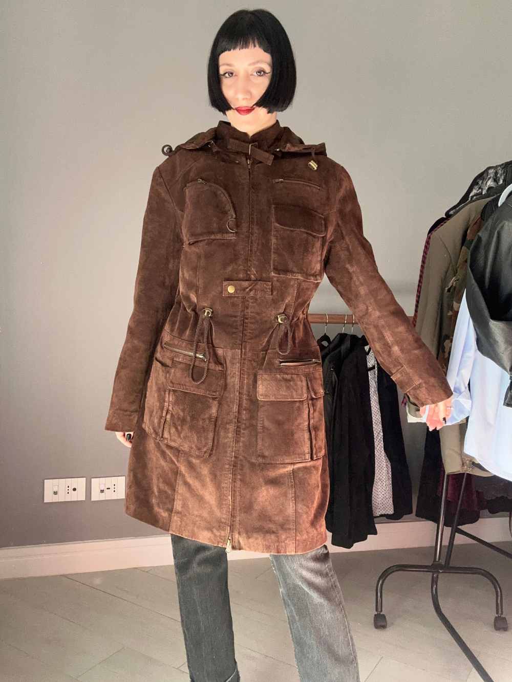 Cappottino pelle scamosciata