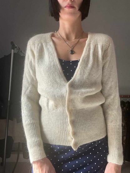 Cardigan bianco in lana