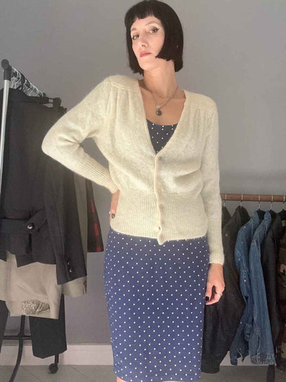Cardigan bianco in lana