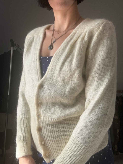 Cardigan bianco in lana
