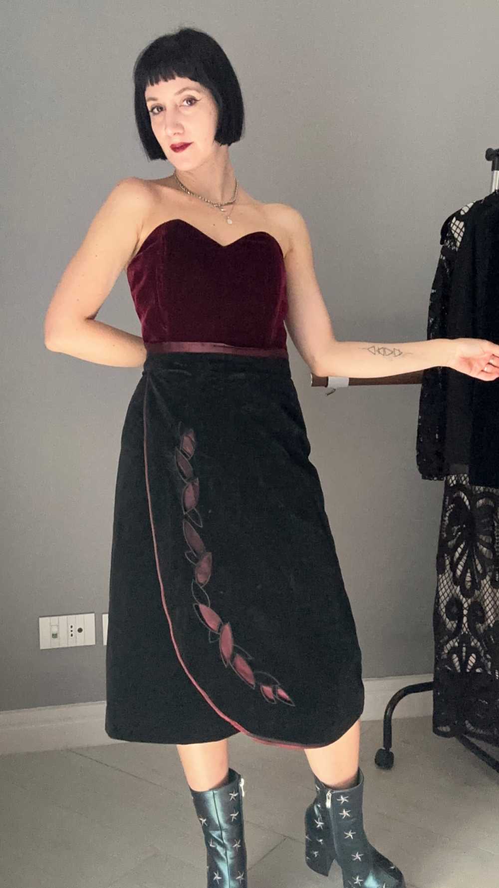 Gonna velluto nera e bordeaux