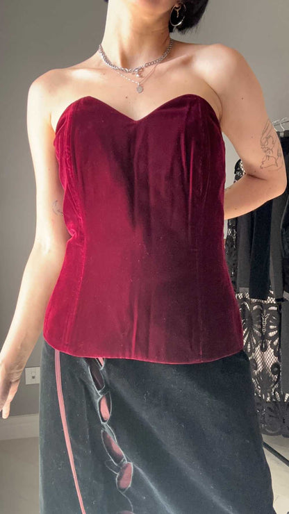 Corpetto borgogna in velluto
