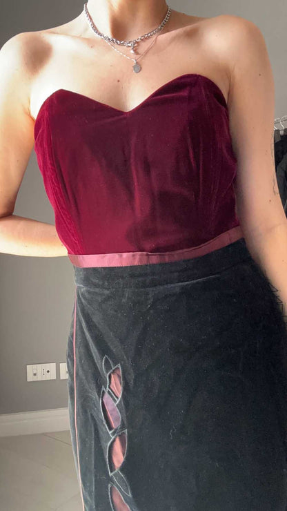 Corpetto borgogna in velluto