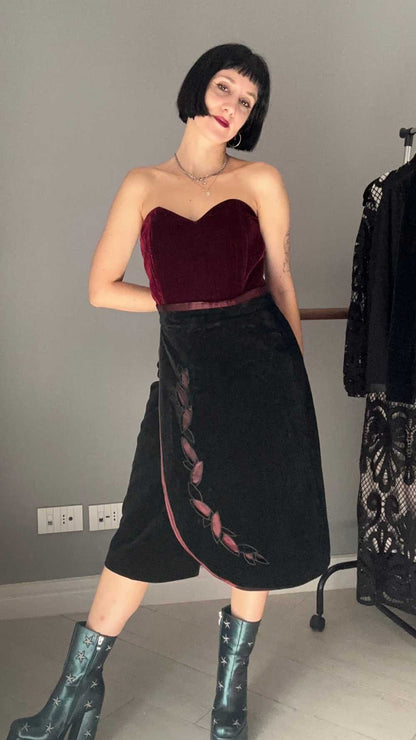 Corpetto borgogna in velluto