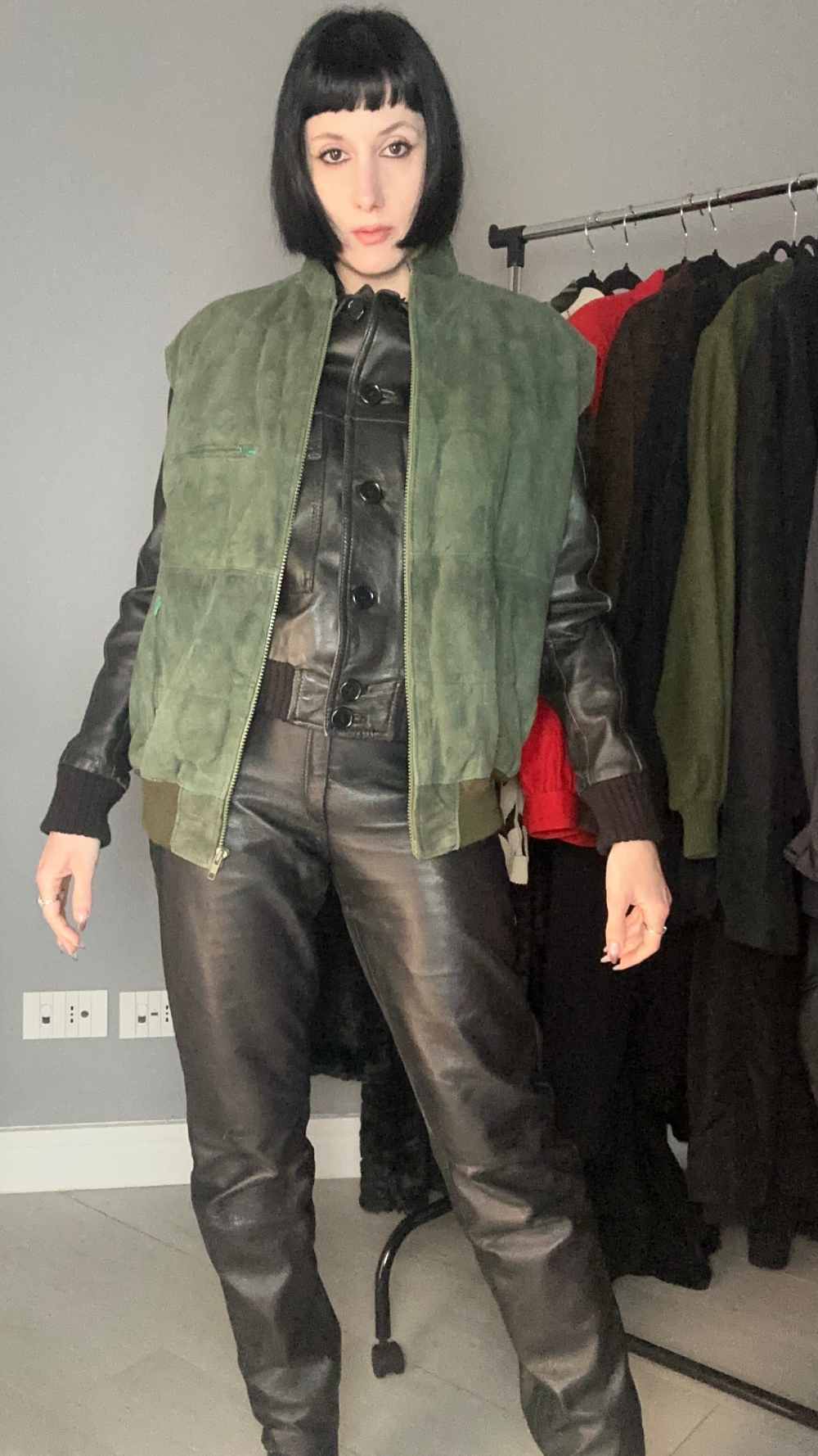 Gilet vera pelle verde