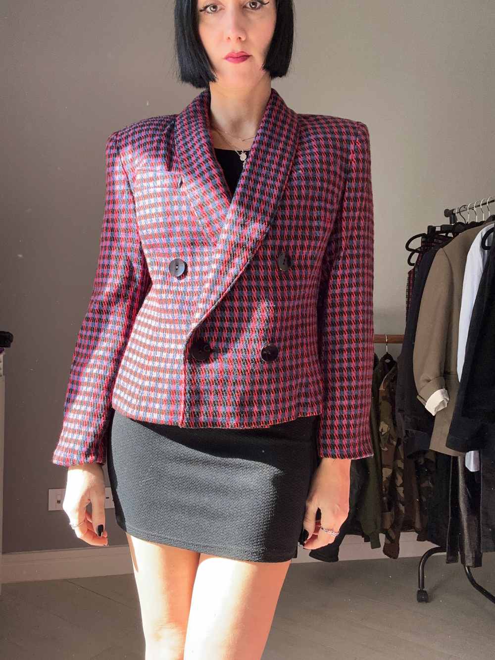 Blazer pied de poule fucsia