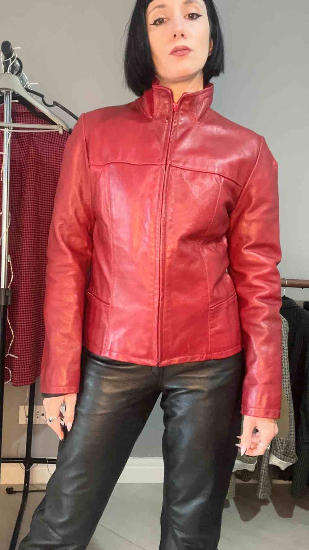 Giacca di pelle rossa