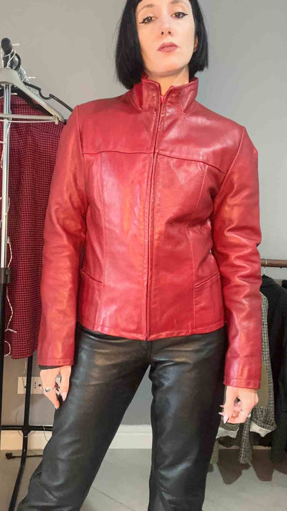Giacca di pelle rossa