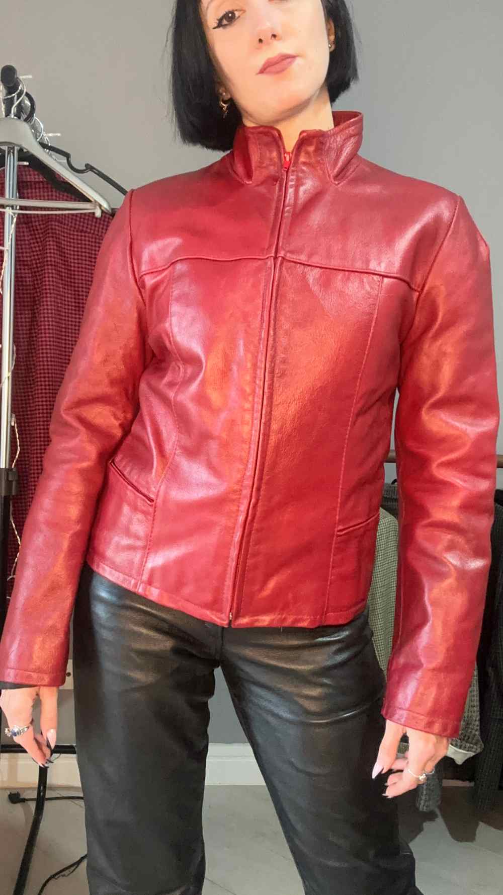 Giacca di pelle rossa