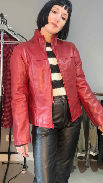 Giacca di pelle rossa