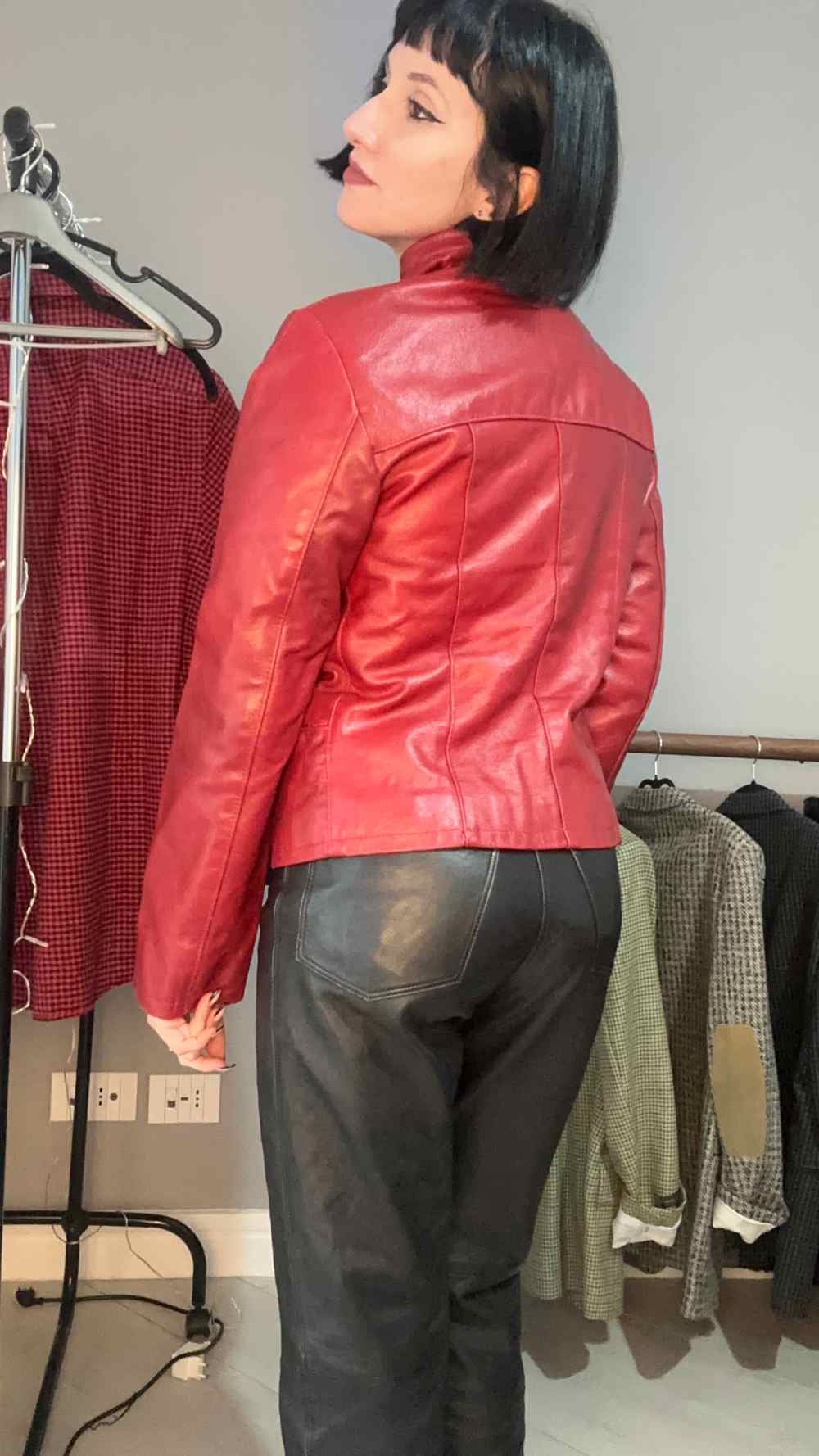 Giacca di pelle rossa