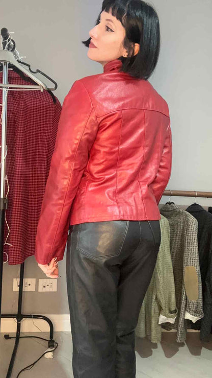 Giacca di pelle rossa