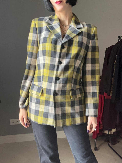 Giacca tartan giallo e grigio