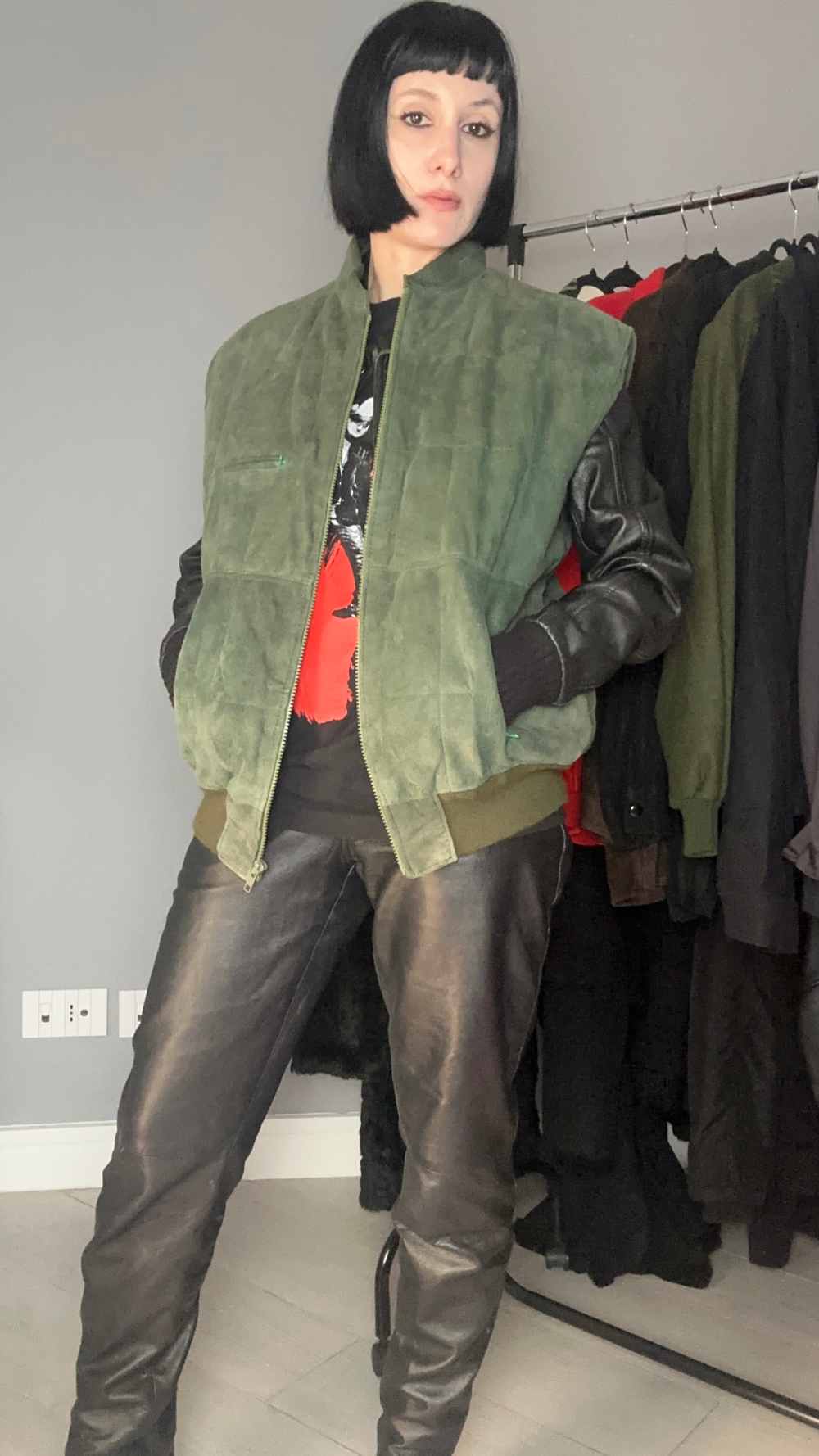Gilet vera pelle verde