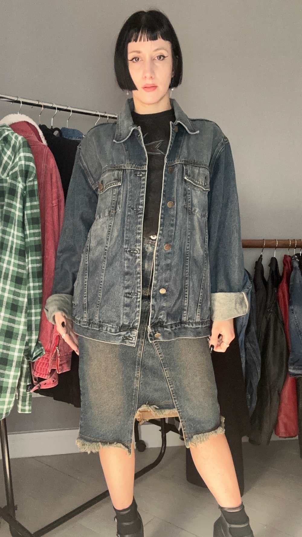 Giubbotto jeans lavaggio verde
