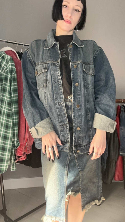 Giubbotto jeans lavaggio verde