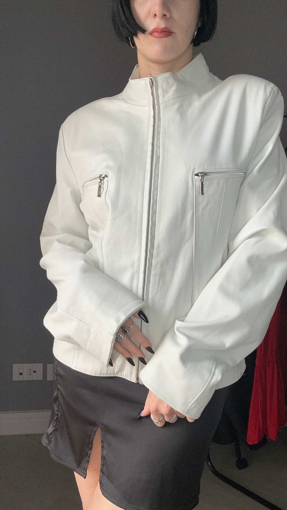 Giubbotto di pelle bianco