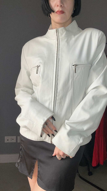 Giubbotto di pelle bianco