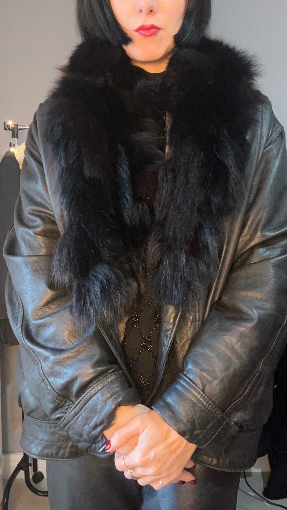 Giubbotto pelle con pelliccia