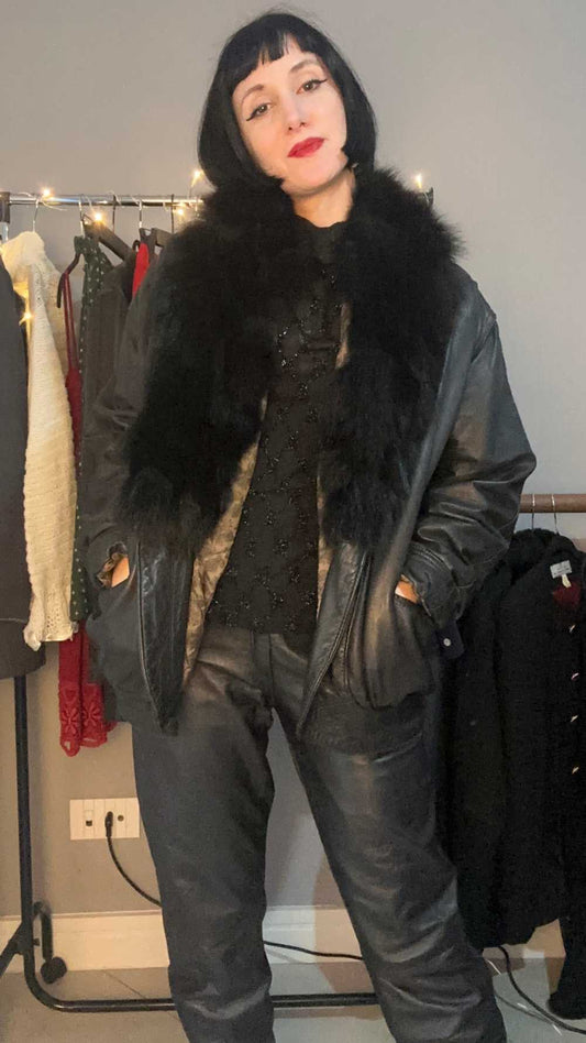 Giubbotto pelle con pelliccia