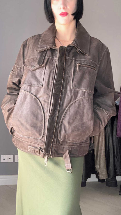 Giubbotto pelle marrone