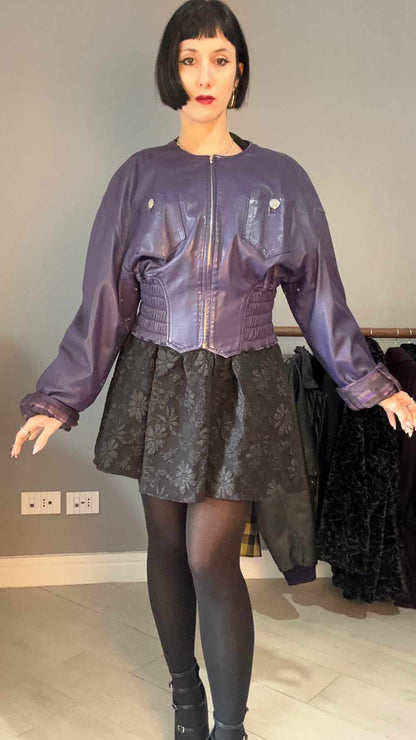 Giacca di pelle viola