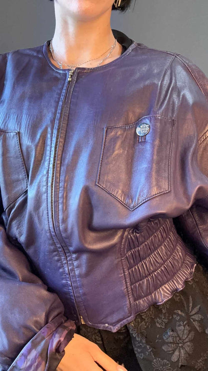 Giacca di pelle viola
