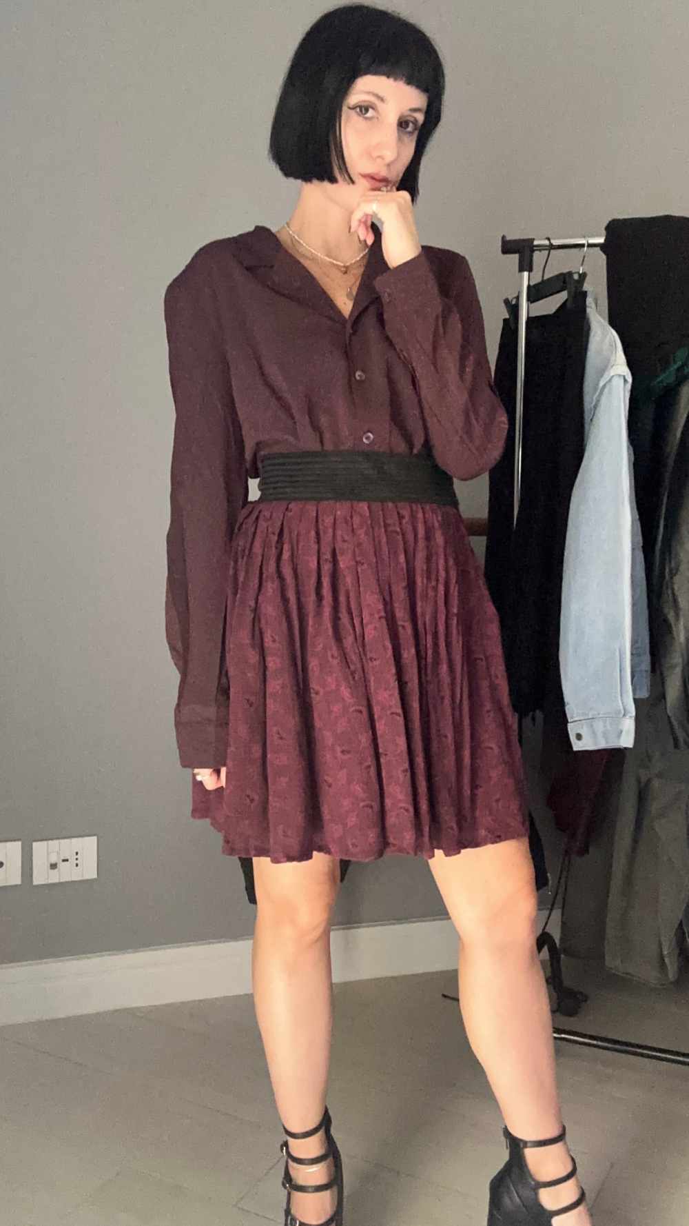 Gonna bordeaux anni 80