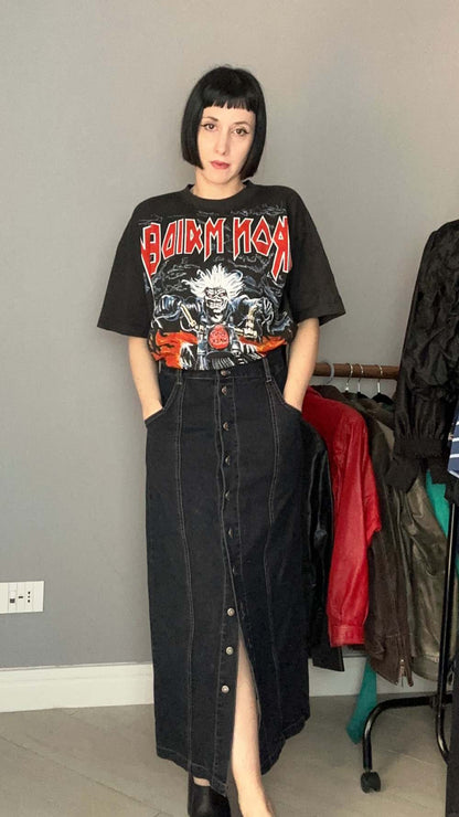 Long denim skirt