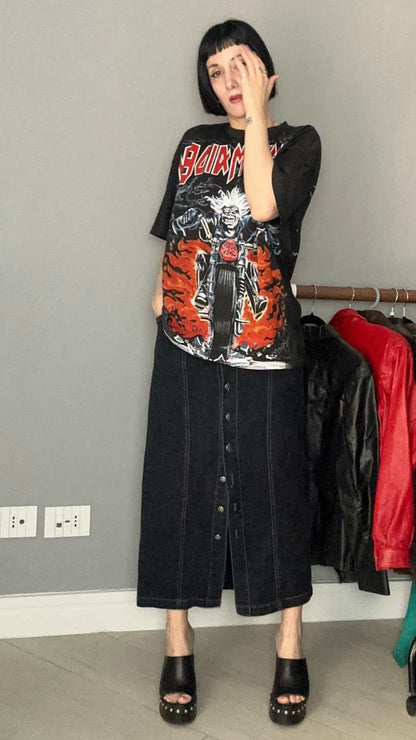 Long denim skirt
