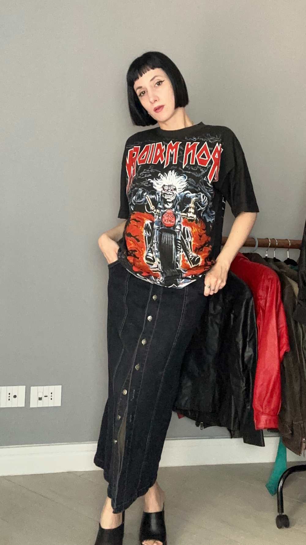 Long denim skirt