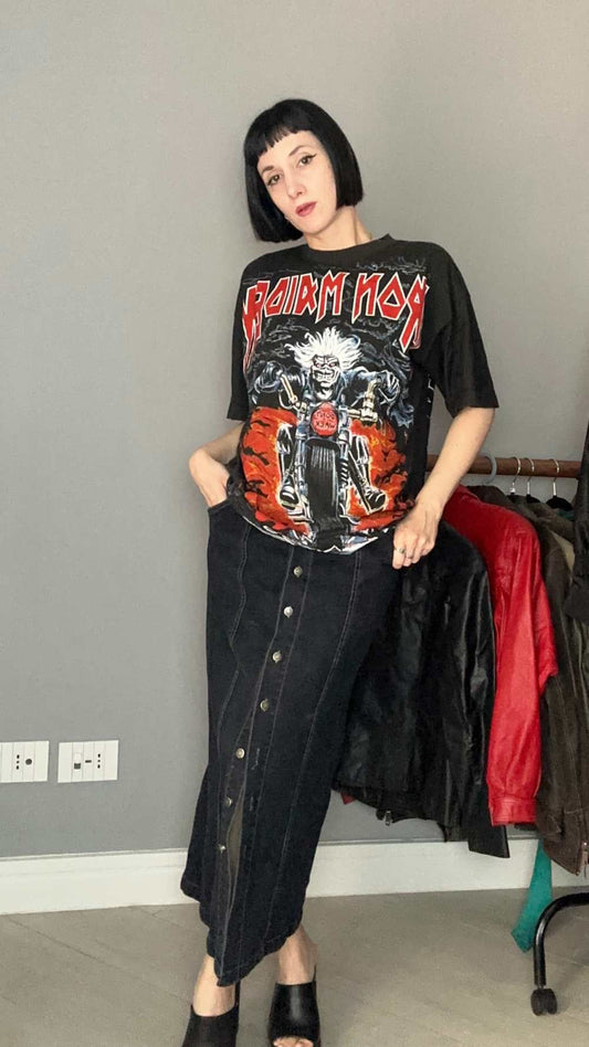 Long denim skirt