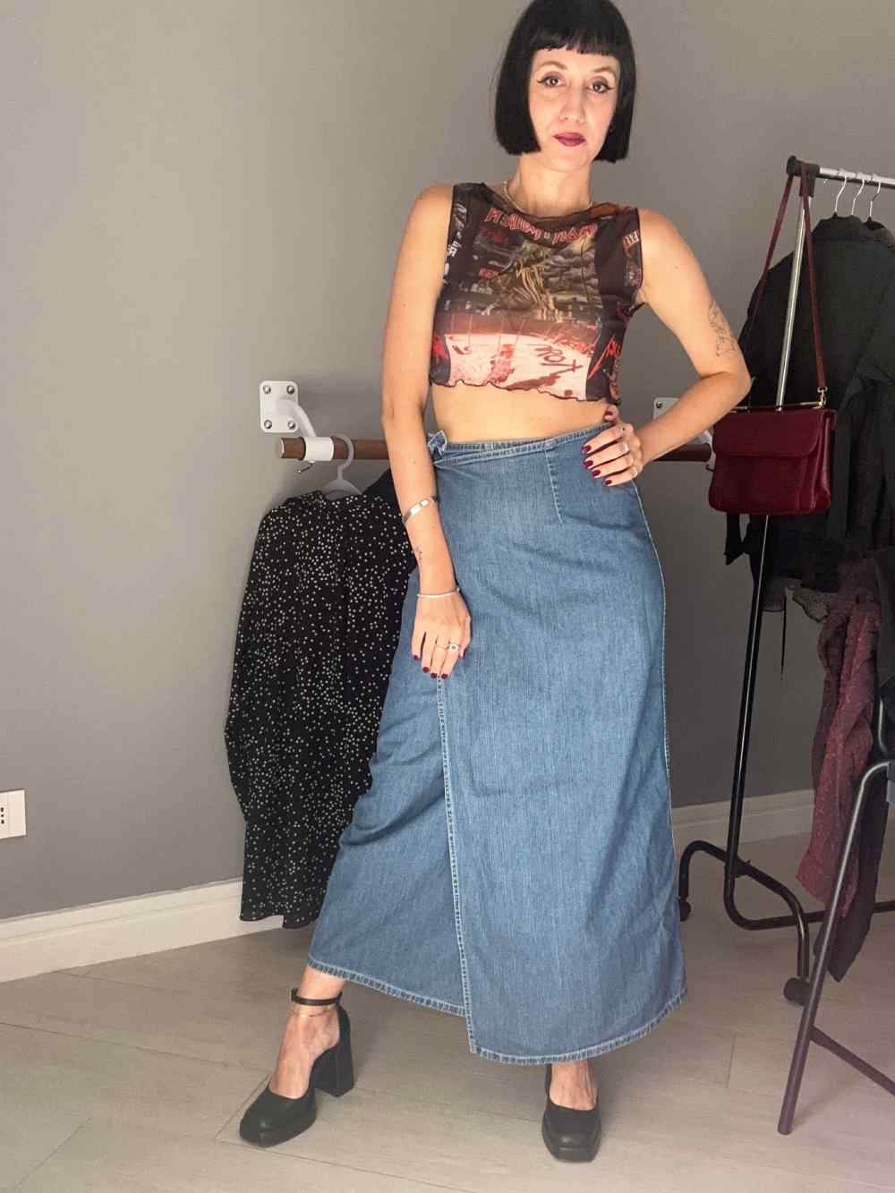 Gonna portafoglio in jeans