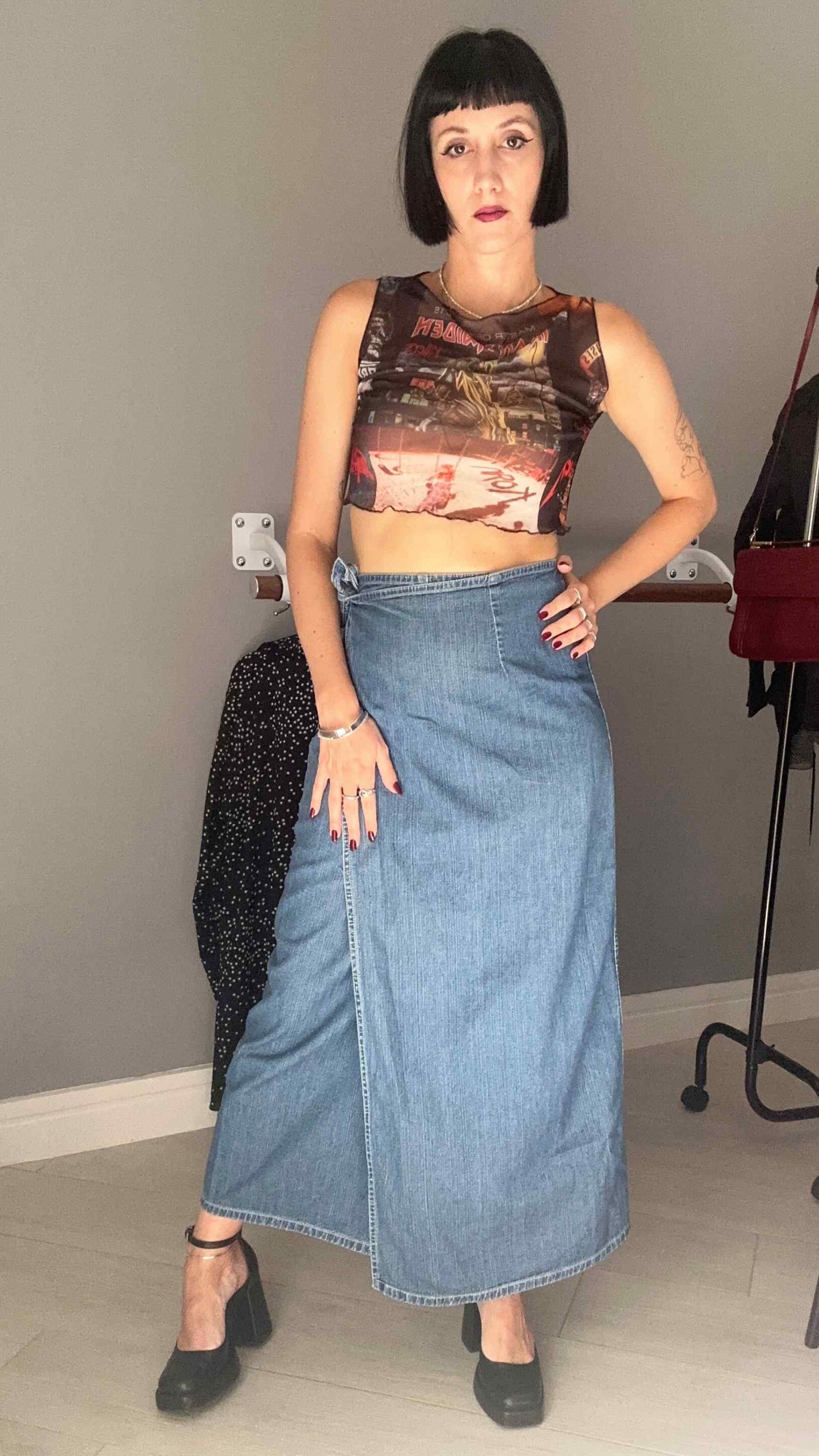 Gonna portafoglio in jeans