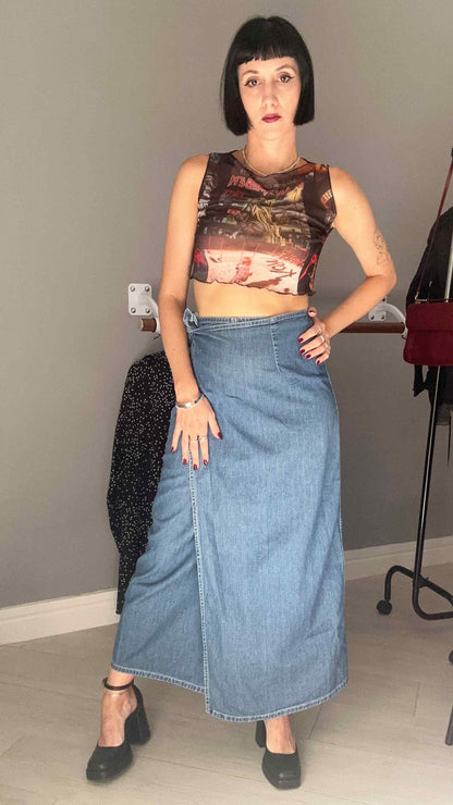 Gonna portafoglio in jeans