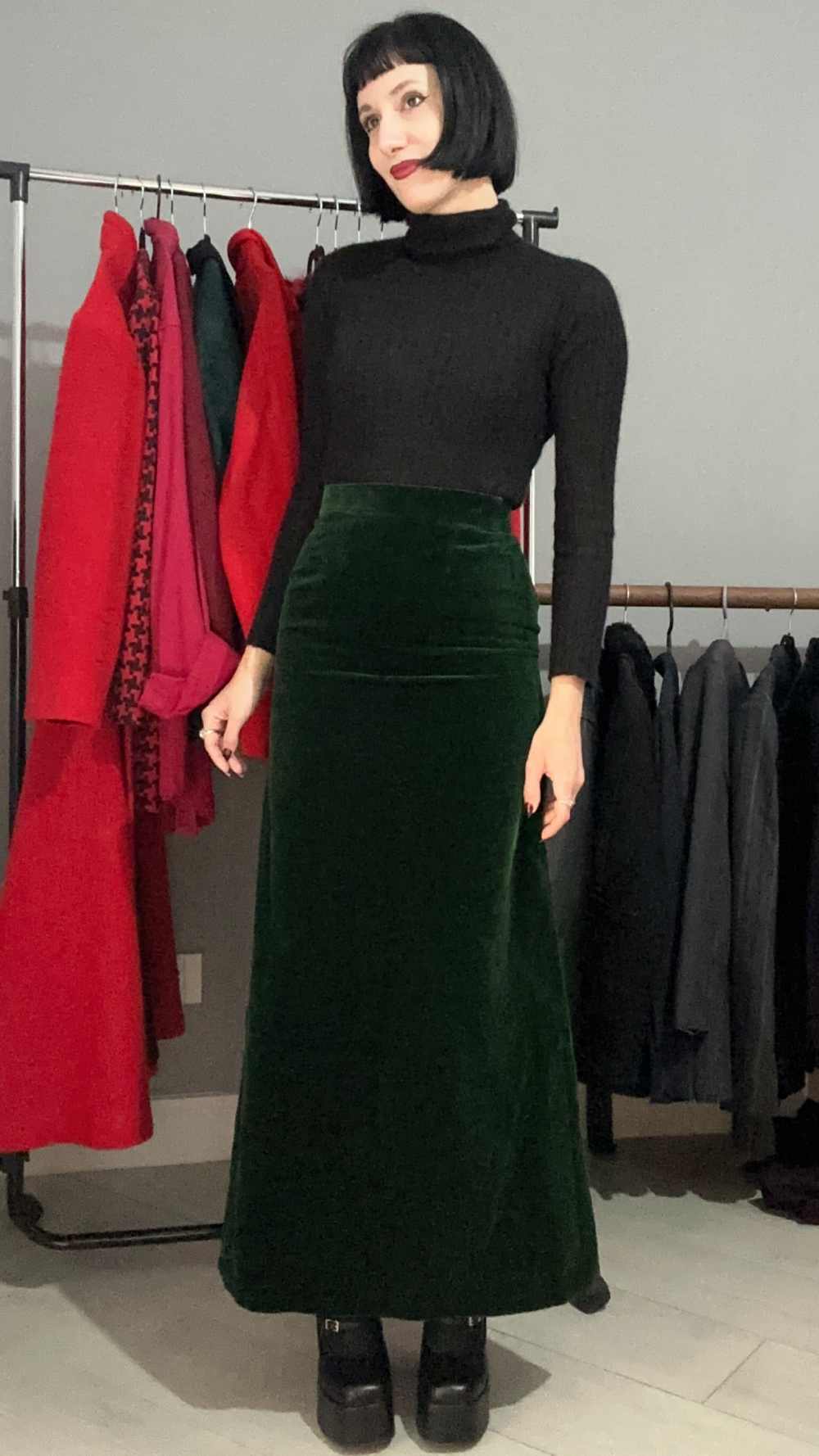 Gonna lunga sartoriale in velluto