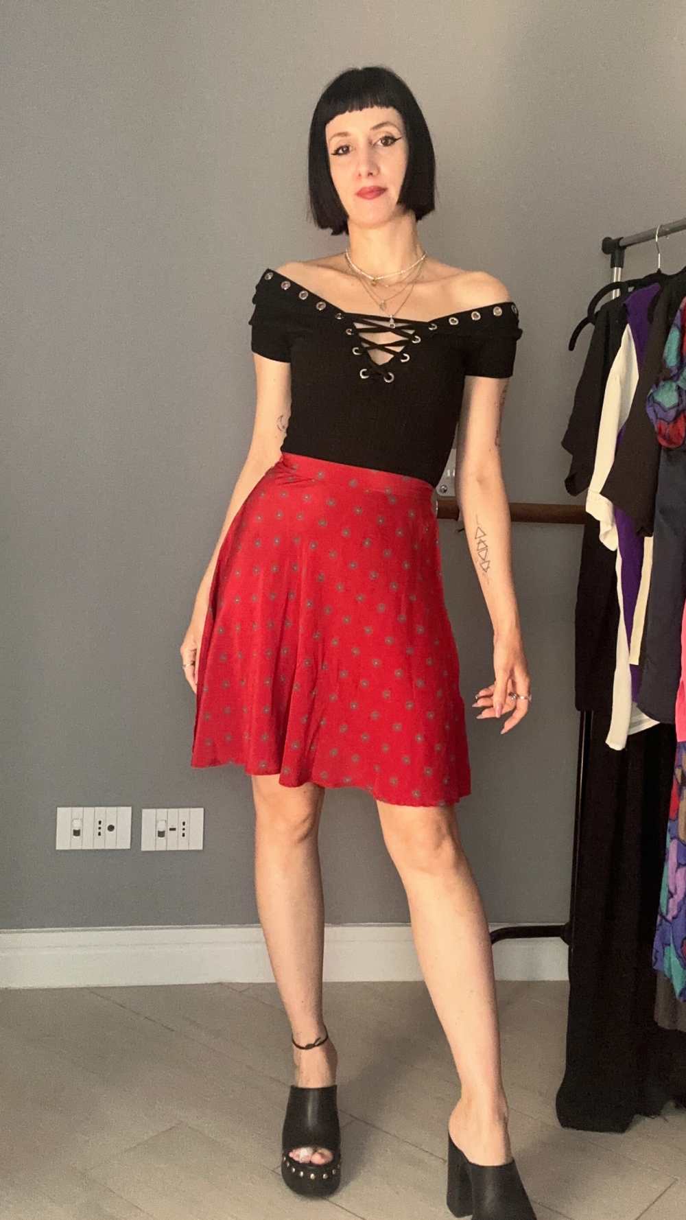 Silk mini skirt