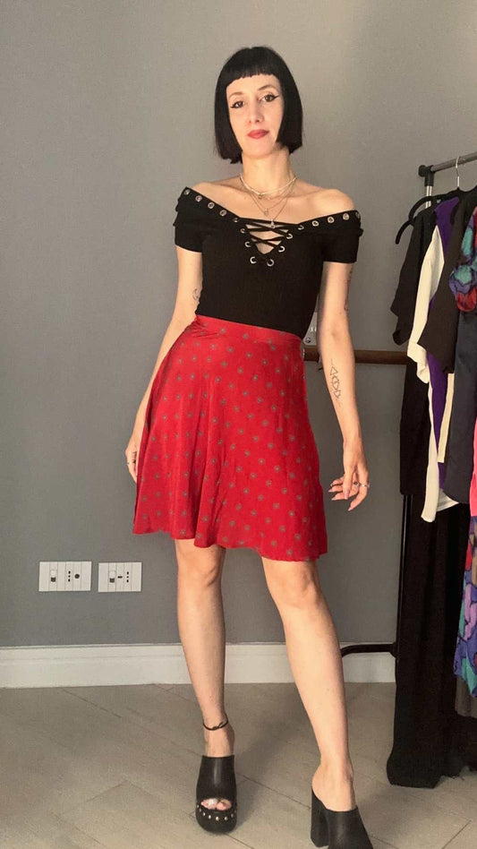 Silk mini skirt
